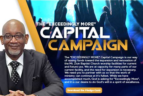 an image with riaded ands and Dr. Sheppard advertising the church capital campaign