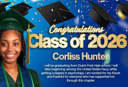 class of 2026 banner with graduate Corlis Hunter