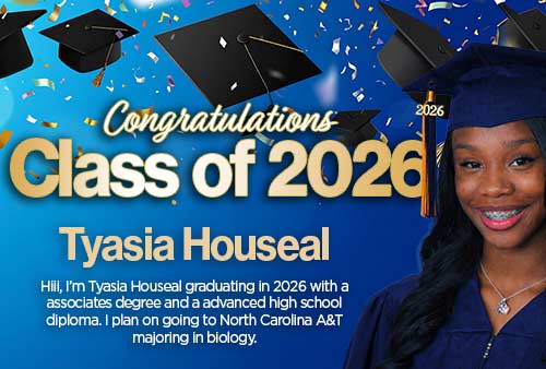 class of 2026 banner with graduate Tyasia Houseal